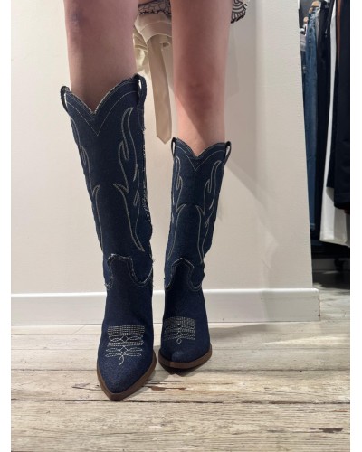 Stivale Texano in Jeans Dominga GISEL MOIRE'
